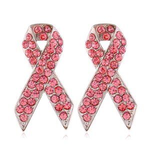 Breast Cancer Awareness Pink Ribbon Pin Brooch - PAK of 2 - Pink Rhinestones
